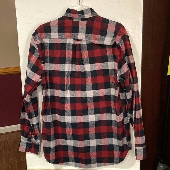 Mens 100% cotton Black&Red PLAID LS Button- down SHIRT w/dual chest pockets Sz M - Picture 7 of 10